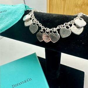 TIFFANY & CO. Sterling Silver Return to Tiffany Mini Hearts Tag Charm Bracelet
